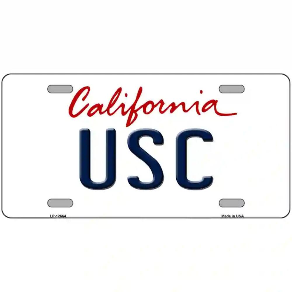 NCAA Go Trojans  License Plate Metal Sign Football So Cal New USC Auto Pac 10